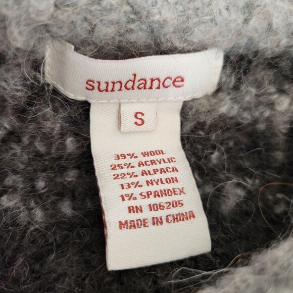 Sundance Chunky Sweater S fleece Gray Stripe Wool Alpaca Sweater Coat Snap - Picture 5 of 16